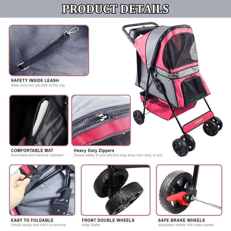 GOOPAWS 4-Wheel Promenade Pet Stroller