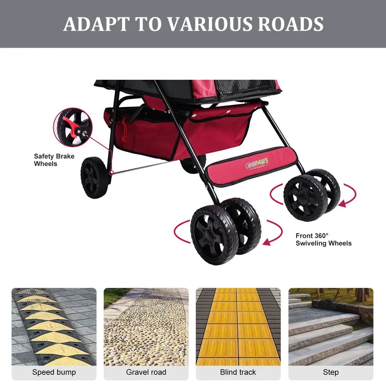 GOOPAWS 4-Wheel Promenade Pet Stroller